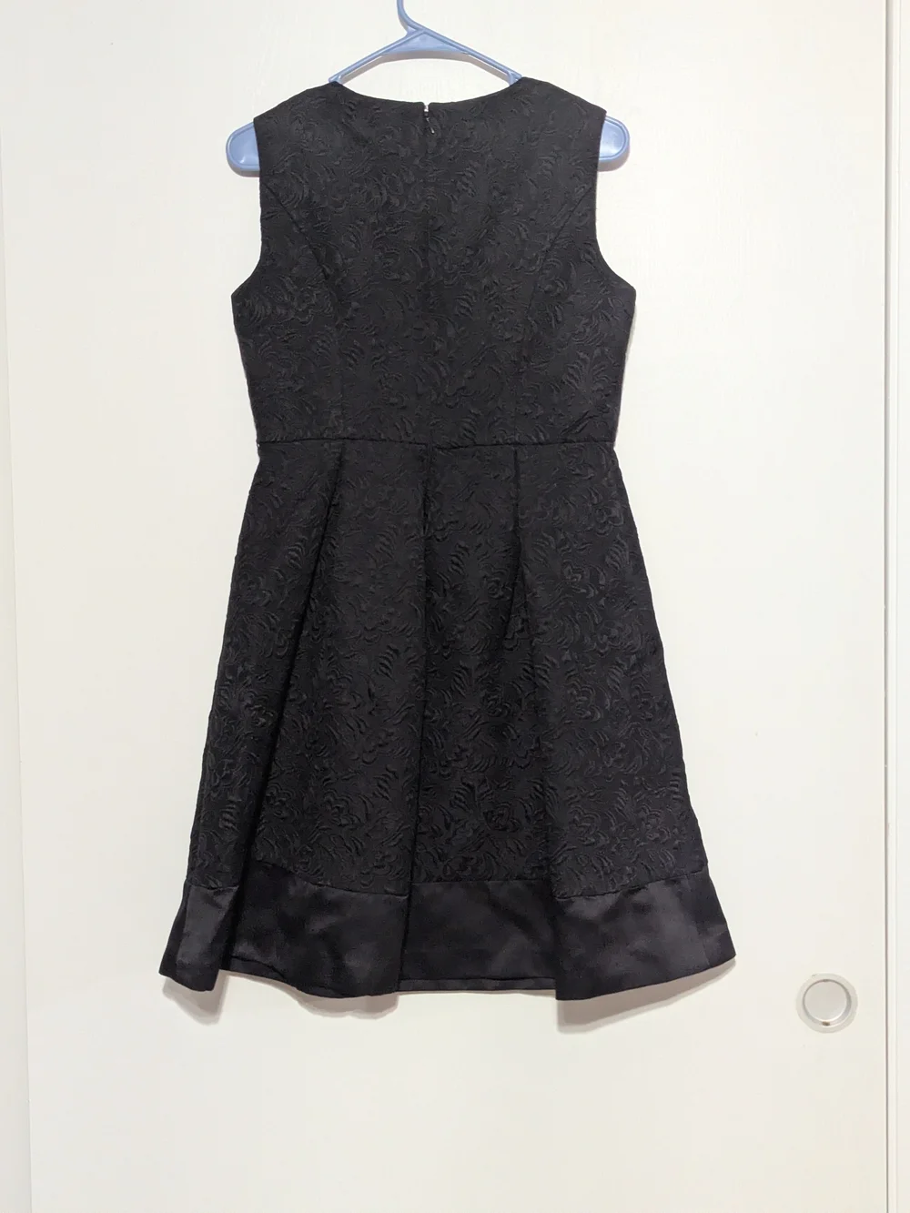 Black Textured Floral A-Line Dress